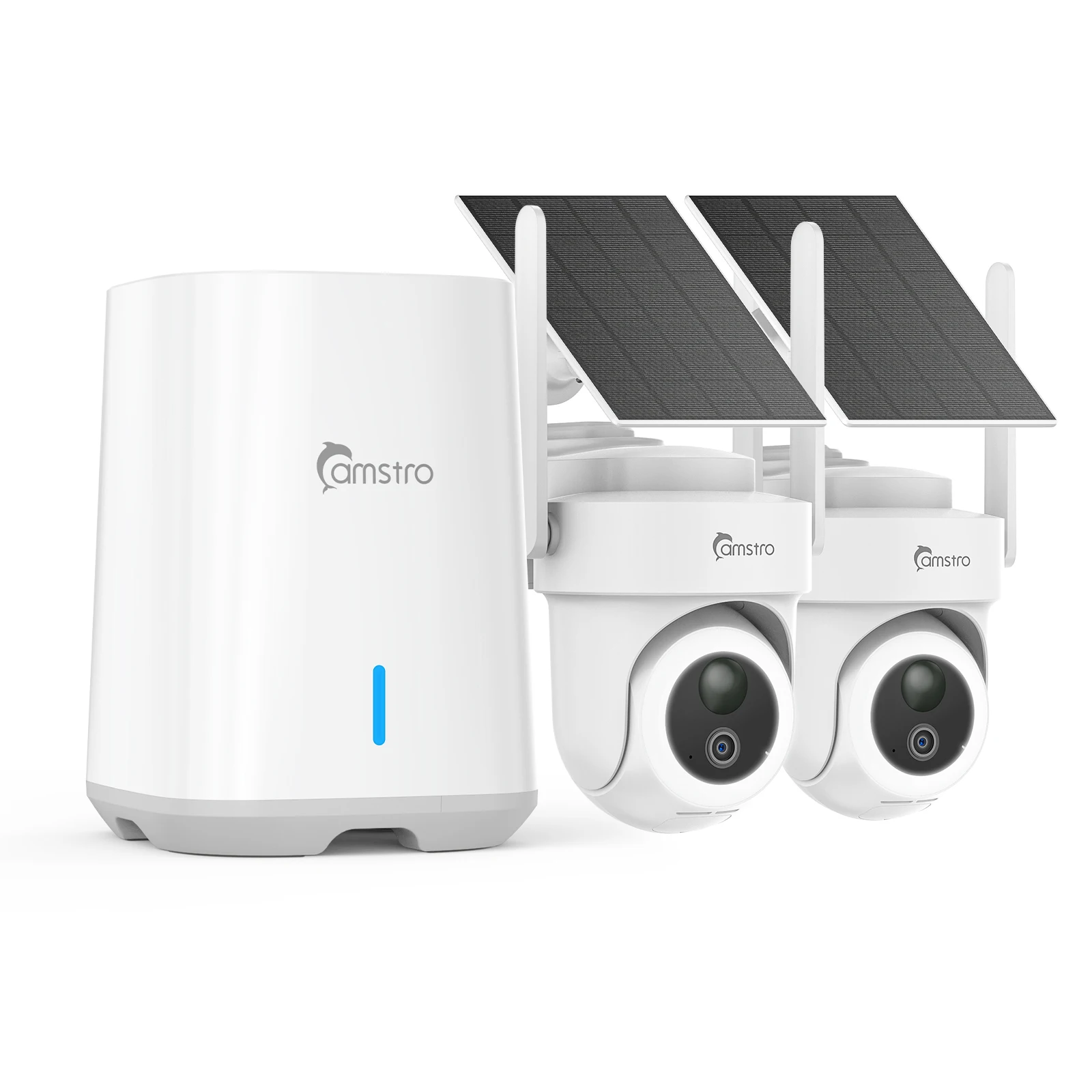 Camstro 4k solar camera outdoor wireless 4CH NVR Full-color night vision 2.4G 5G WIFI Camera PIR Two-way voice WiFi PT Camera Outdoor ,Built-in 64GB SD card