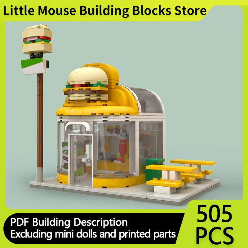 

City Street View Model MOC Building Bricks Hamburger Specialty Store Modular Technology Gifts Holiday Assemble Children Toy Suit