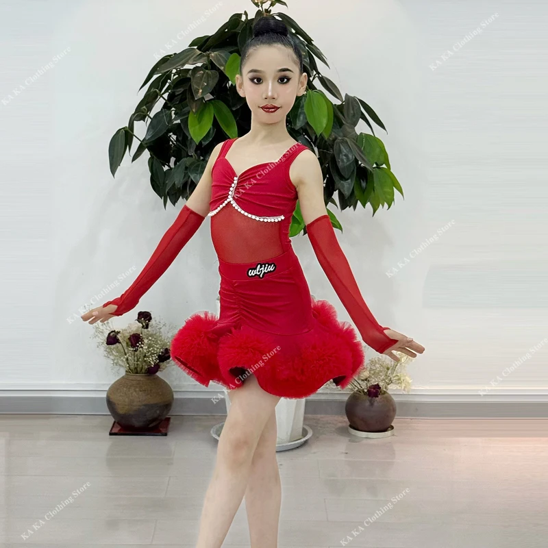 Standard Samba Rumba Tango Latin Dance Dress Girls Kids Cha Cha Salsa Dance Costume Girls Competition Ballroom Dance Dresses