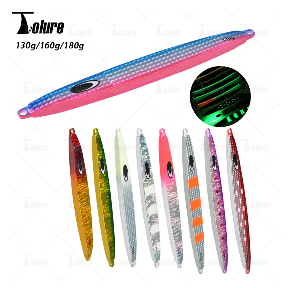 TOLU New Arrival 130g 160g 180g Iron Material Quick Sinking Jig Lure Saltwater Fishing Laser Coating Jigging Lure