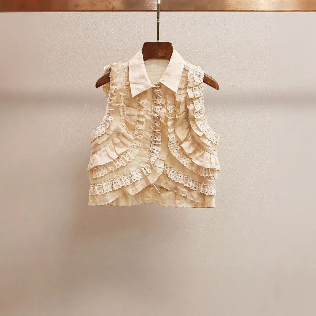 

Faionable Casual Lace Trim ort Svel irt Top Ele Agel Versatile Spring Summer New Arrival Women's Premium S...