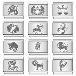 DAVINI 1pc 9mm Italian Charm 12 Zodiac Signs Italian Modular Bracelet DIY Elastic Splicing Strap Chain Accessories