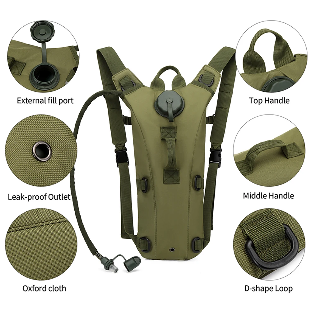 Tactical Hydration Pack Backpack Water-proof Nylon Water Bag with 3 Liter Bladder for Hiking Cycling Climbing