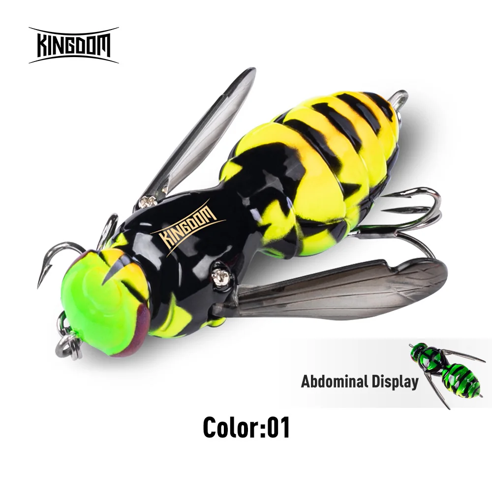 Kingdom Wasp Crawl Bait 4,2 g 40 mm 6,6 g 48 mm schwimmende Insekten bionische Swimbaits Topwater harte Köder für Barsch-Karpfen-Hechtangeln