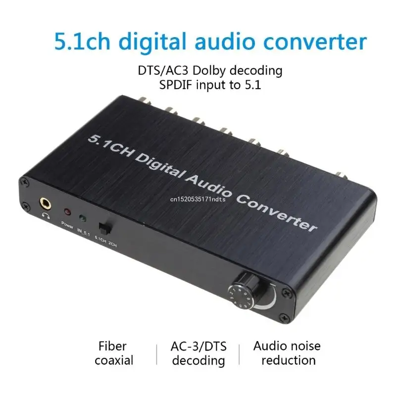 Digital Audio Converter 5.1CH DTS/AC3 for Dolby- Audio Decoder SPDIF Input to 5.1 6CH RCA-/3.5mm Headphone Port Output