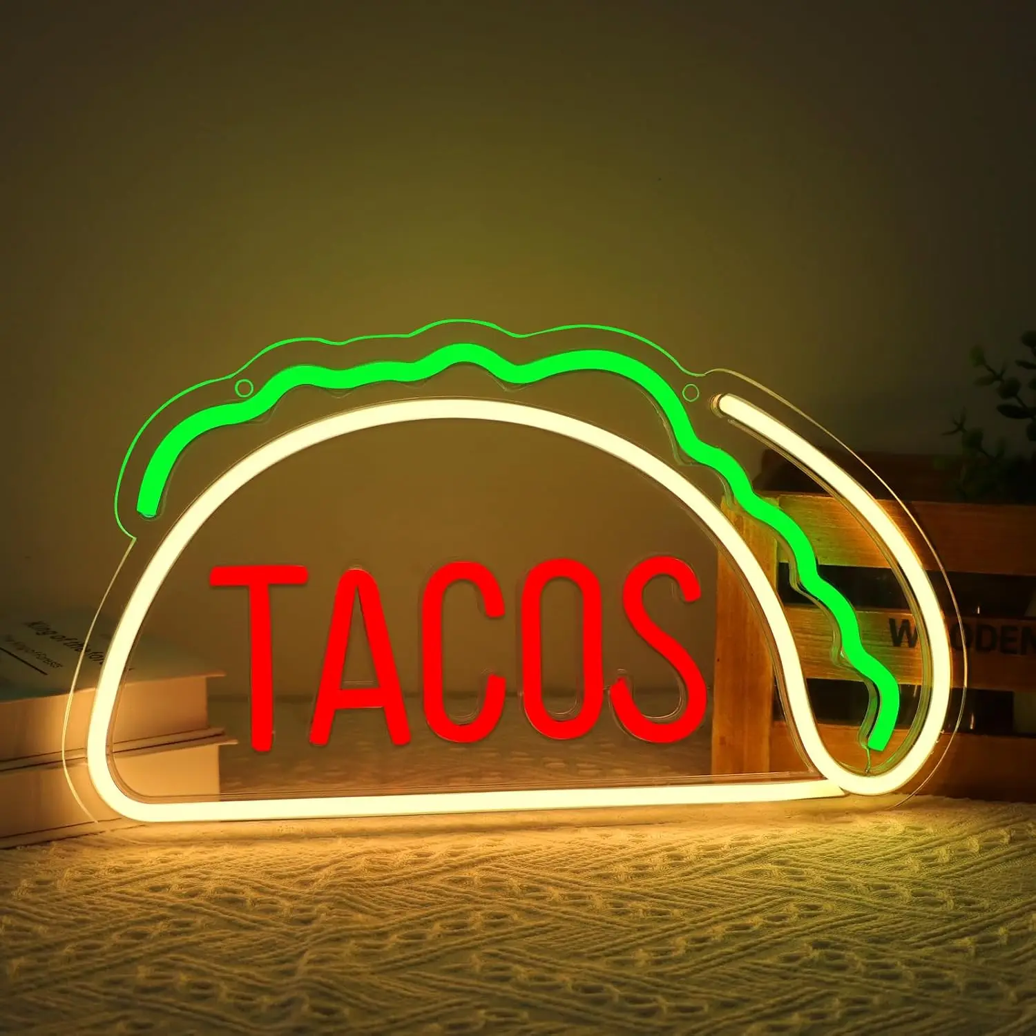Tacos LED Neon Sign Wall Light USB Powered Mexican Food Shop Restaurant Taco Truck Cafe Bar Window Business Decor Signage Gift