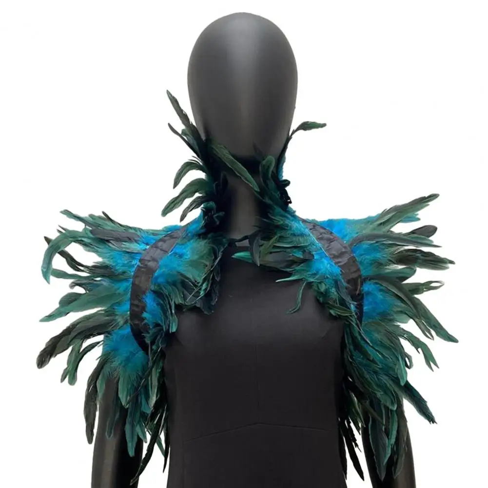 Fake Collar Feather Shawl Sexy Punk Gothic Feather Scarves Halloween Luxury Feather Shoulder Wraps Cosplay Feather Shrug Shawl