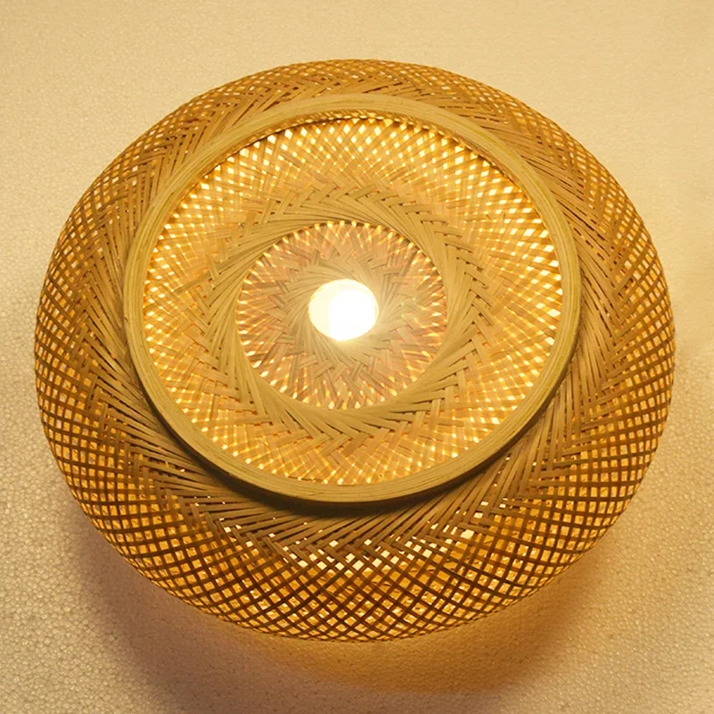 Dia 40 50 60cm luz de techo de mimbre lámpara colgante de bambú sombra arte lámpara colgante restaurante decoración de la habitación del hogar Lustre