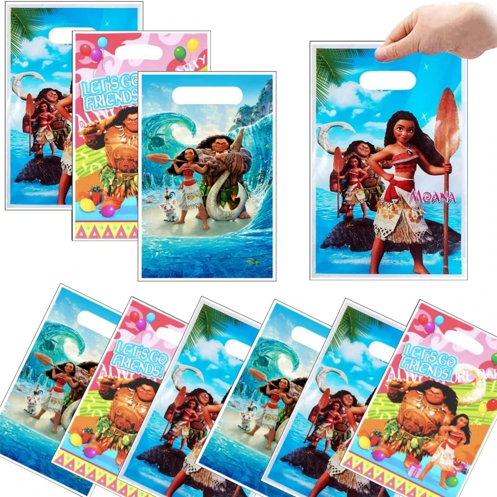 

10pcs Disney Moana Printed Tote Bag Anime Cartoon Children Birthday Party Supplies Decorated Candy Gift Bag Halloween Candy Bag