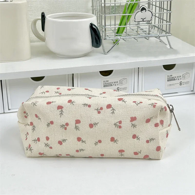 大容量シックな花の鉛筆ケース学生のための美的花鉛筆バッグ女の子文具収納学用品