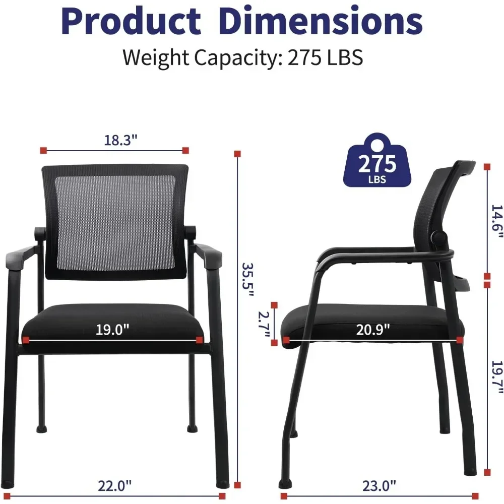 Kursi meja tanpa roda dengan sandaran jaring yang dapat disesuaikan, kursi lengan dengan penyangga Lumbar ergonomis dan bantal kursi yang dipertebal