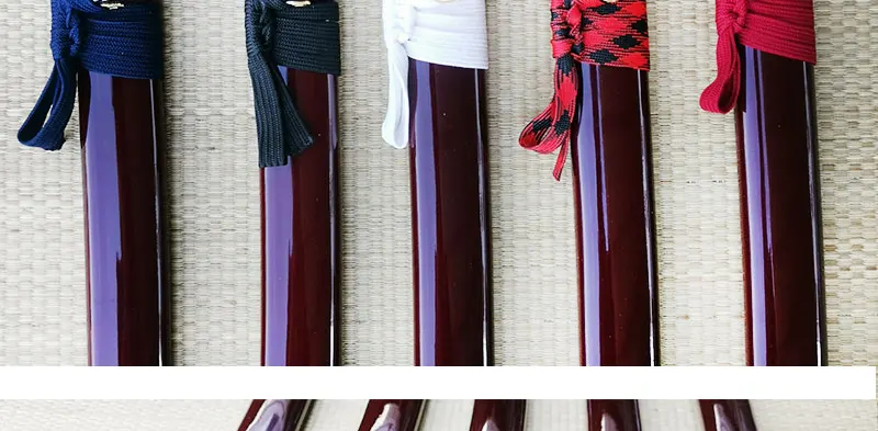 Japanische Schwertscheide, Holz-Saya-Scheide, Kirschholzfarbene Bemalung, 76cm Länge, Polyester-Seil Sageo, Samurai-Schwertscheide – Detail 7