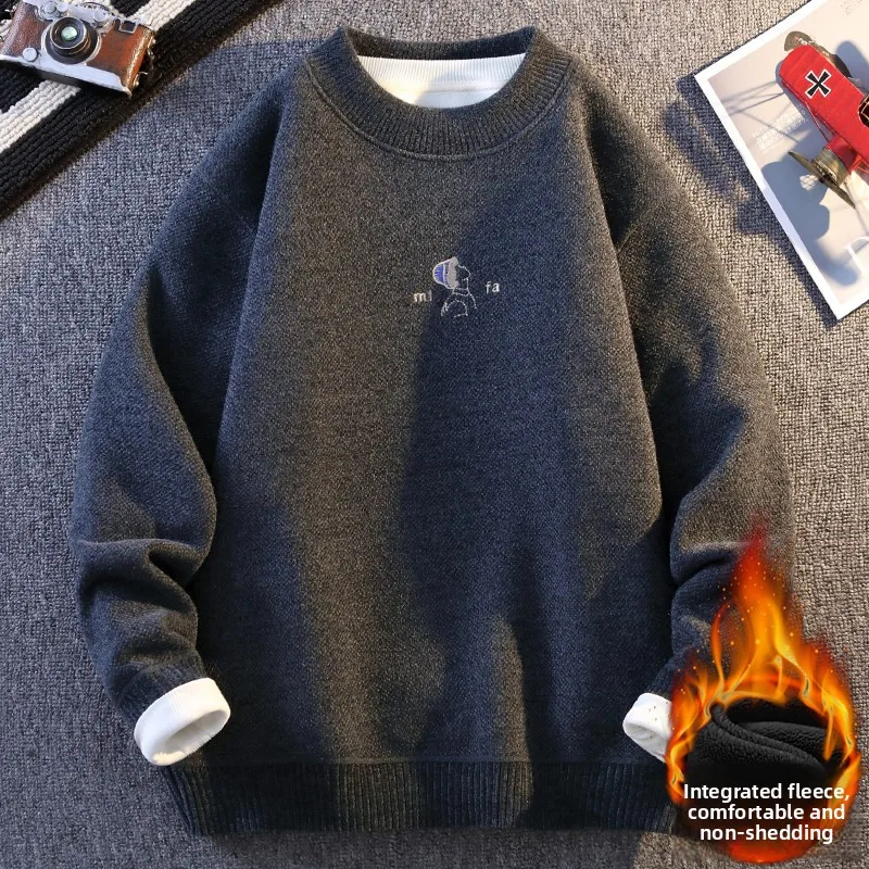 

Мужской трикотаж Thiened Fce, повседневный универсальный теплый зимний свитер с высоким воротником, длинный цвет све, полиэстер, нейлон
