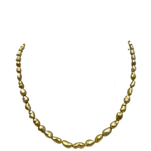 

RARE 17" GENUINE GOLDEN CULTURED PEARL NECKLACE