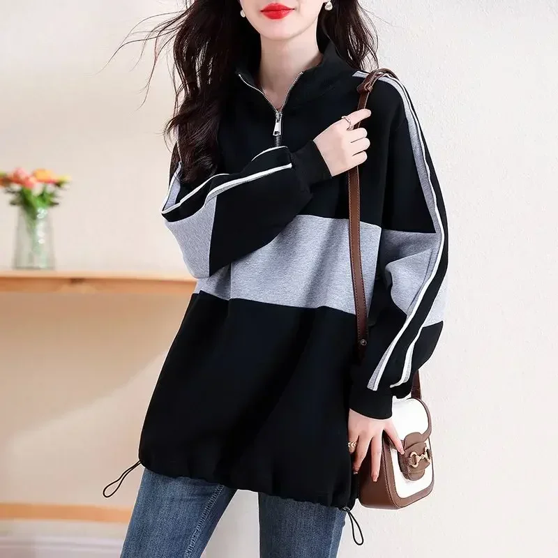 Thick Warm Autumn and Winter Pullover Black Sweatshirt for Women Cold E Korean Popular Clothes 2000s Y2k Style Emo M Woman Tops