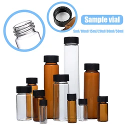 10PCS 5/10/15/20/30/50ML Mini Essential Oil Bottle Sample Jar Orifice Brown  Sample Bottle With Leak Proof PE Inner Pad