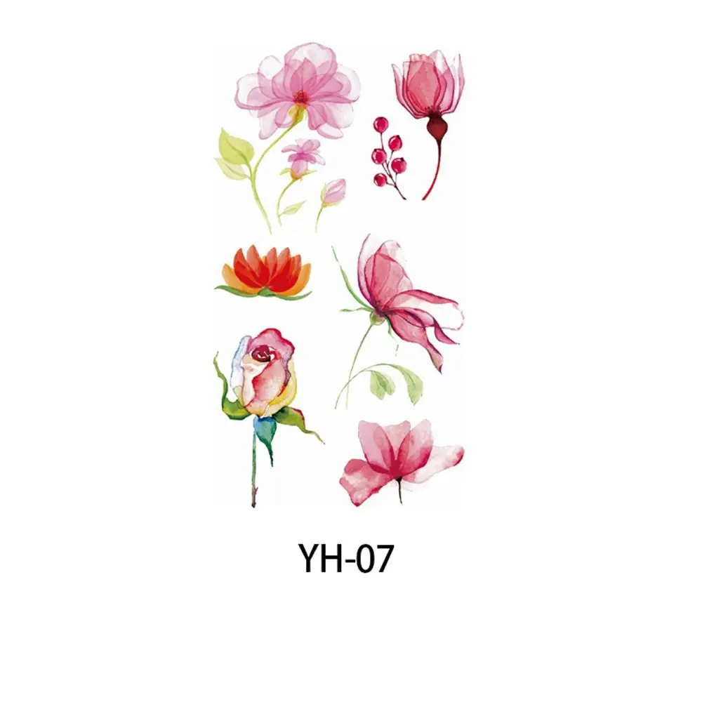 Watercolor Flower Women\'s New Cherry Blossom Petals Painting Disposable Waterproof and Anti Sweat Temporary Tattoo Sticker