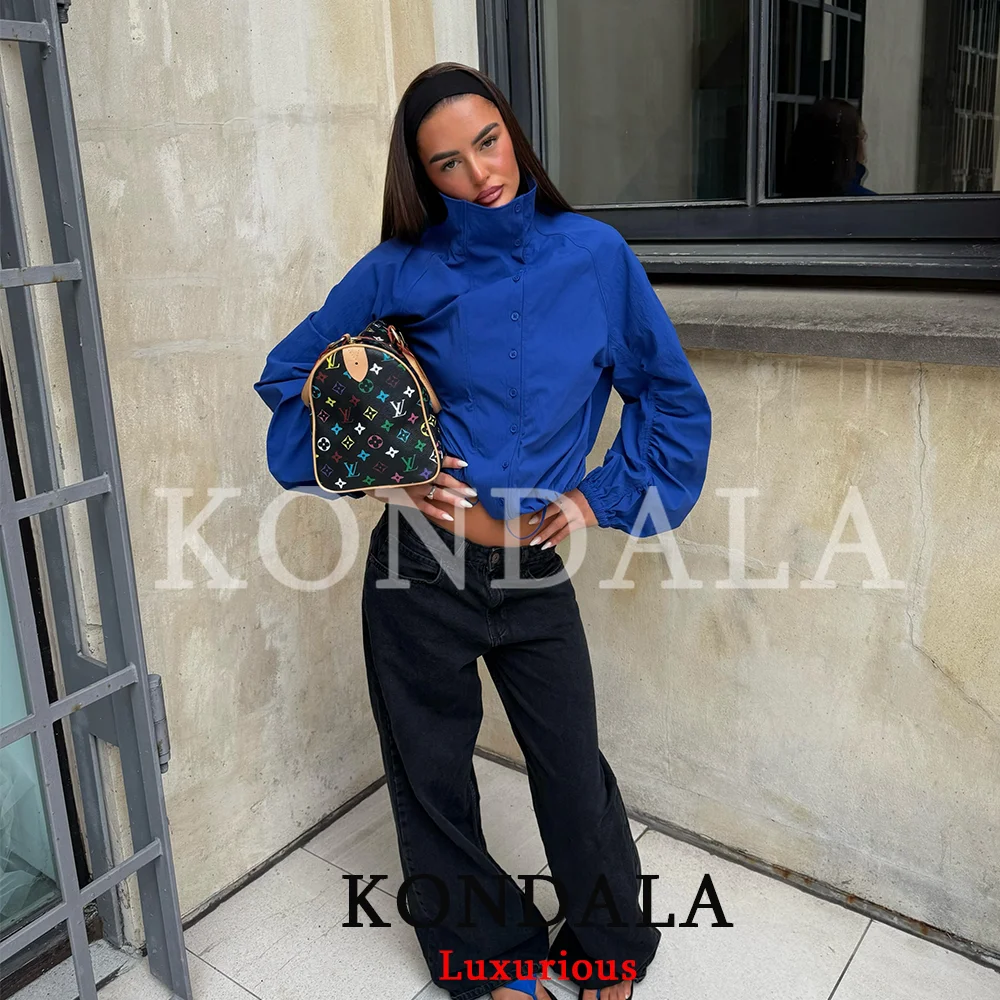 KONDALA Vintage Casual Chic Damenjacke Stehkragen Einreihige Lose Jacke Mode 2026 Herbst Y2K Mädchen Urlaubsjacke – Detail 5