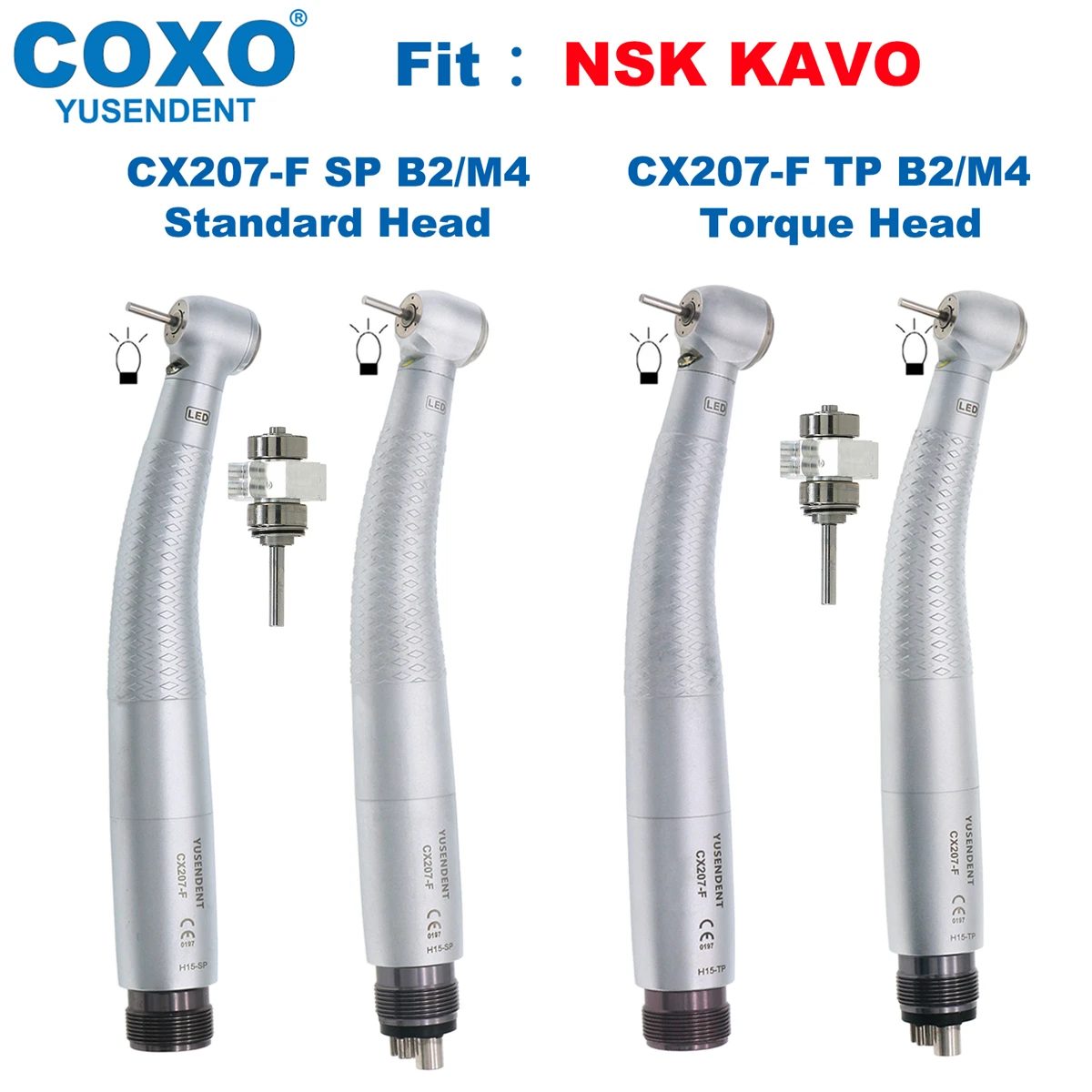 COXO Dental Handpiece LED High Speed Handpiece E Generator Air Rotor High Speed Turbine2/4 Hole Fit NSK KAVO Dentists Tools