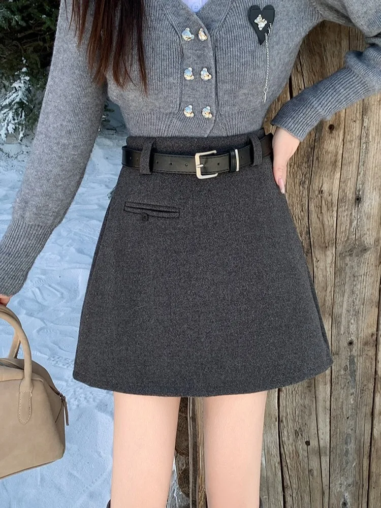 

plus Size Fashionable Retro High Waist A-Line Skirt Autumn Winter New Design Versatile Slimming Half-length Skirts