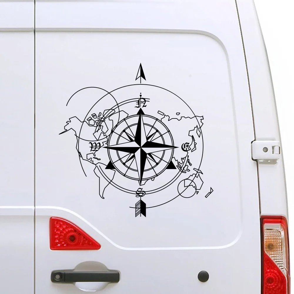 Auto Kompass Weltkarte Wandaufkleber für Camper Van Wohnmobil Dekoration Caravan RV Camping Dekor Aufkleber Auto Tuning Zubehör