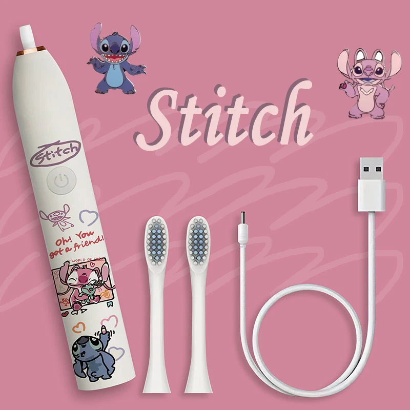 Cute Stitch Angel Electric Toothbrush Cartoon Funny Doodle Kids Waterproof Ultrasonic Fully Automatic Toothbrush Friend Gift