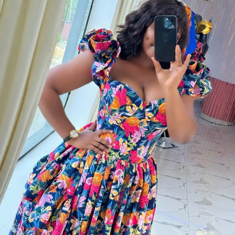 ロングドレスの女性のドレスプリント花スリング Vestidos ストリート Y2k V ネック不規則なエレガントなボディコンパーティーナイトノースリーブ