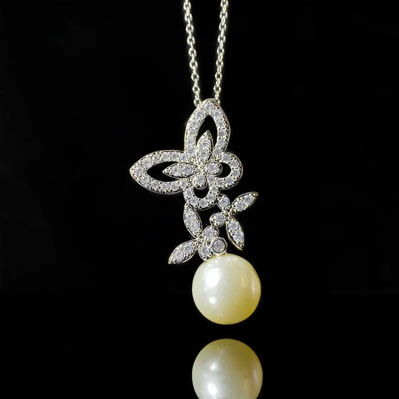 MDL Moissanit1 نمط بلدي معرض سيدة شرابة اللؤلؤ قلادة سوبر حوالي 14 مللي متر مزاجه ضوء الموضة الفاخرة نماذج انفجار حي