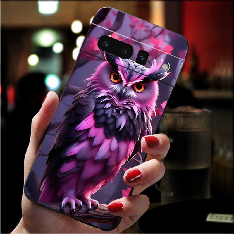 حافظة لهاتف جوجل بيكسل 10 9 برو XL 9A 8 7 6 برو بيكسل 8A 7A 6A بكسل 8 7 6 5 لطيف البومة الكرتون