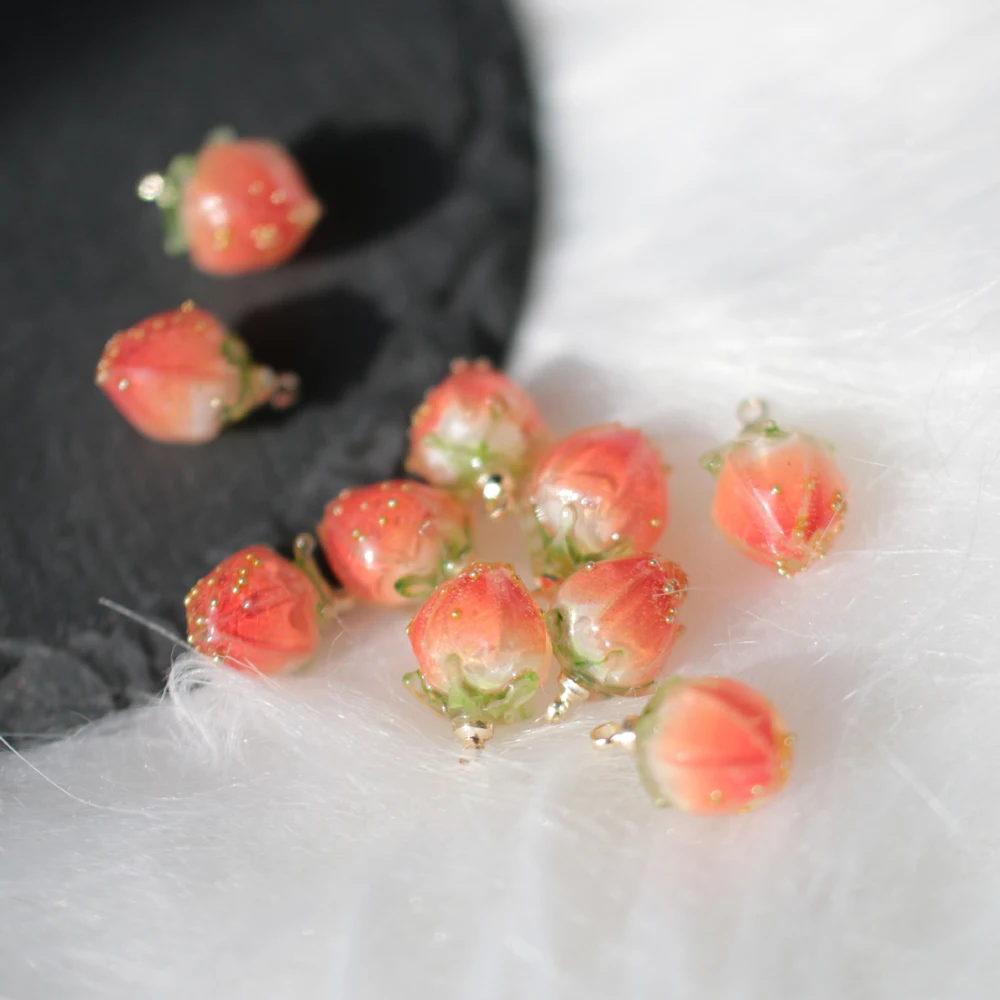 Women Fruit Hair Stick Keychain Resin 3D Strawberry DIY Jewelry Accessories Jewelry Making Strawberry Pendant DIY Earring