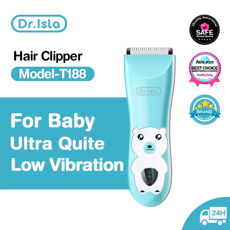 Dr.isla T188 Quiet Baby Hair Clipper Electric Rechargeable Kids Hair Trimmer for Children Grooming Haircut Machine Ceramic Blade