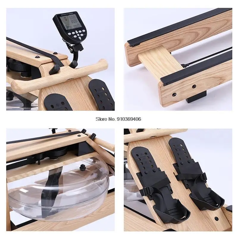 Folding Household Rowing Machine Ash Wood Smart Water Rowing Machine Rowing Exercise Training  Fitness Equipment