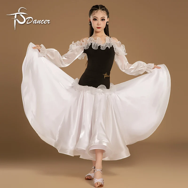 ชุดเต้นรำบอลรูมแบบกระโปรงสำหรับการสอบ  ชุดแข่งขันเต้นรำ  ชุดฝึกซ้อม