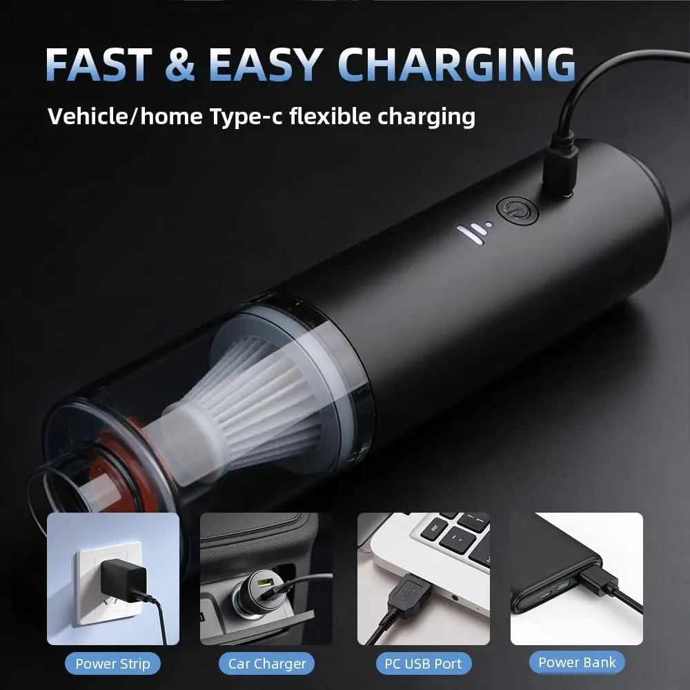 1Set New Quality Car Vacuum Cleaner Cleaning Powerful Suction Handheld Dust Collector Portable Vacuum Cleaner Powerful Suction Mini Electric Wireless Smart Home Cleaning Car Vacuum Cleaner 2