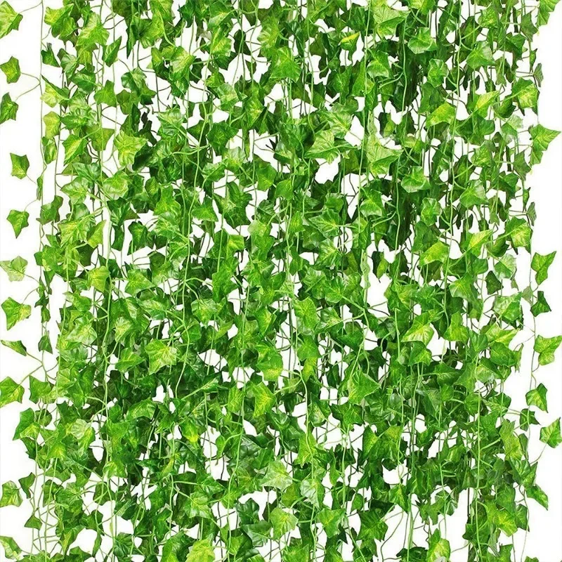 Guirxiété de Cuir oral elu de Lierre Vert, Plante Artificielle de 10/2m, Décoration Murale Verte d\'Extérieur, Bricolage, Fausse Couronne, Feuilles,