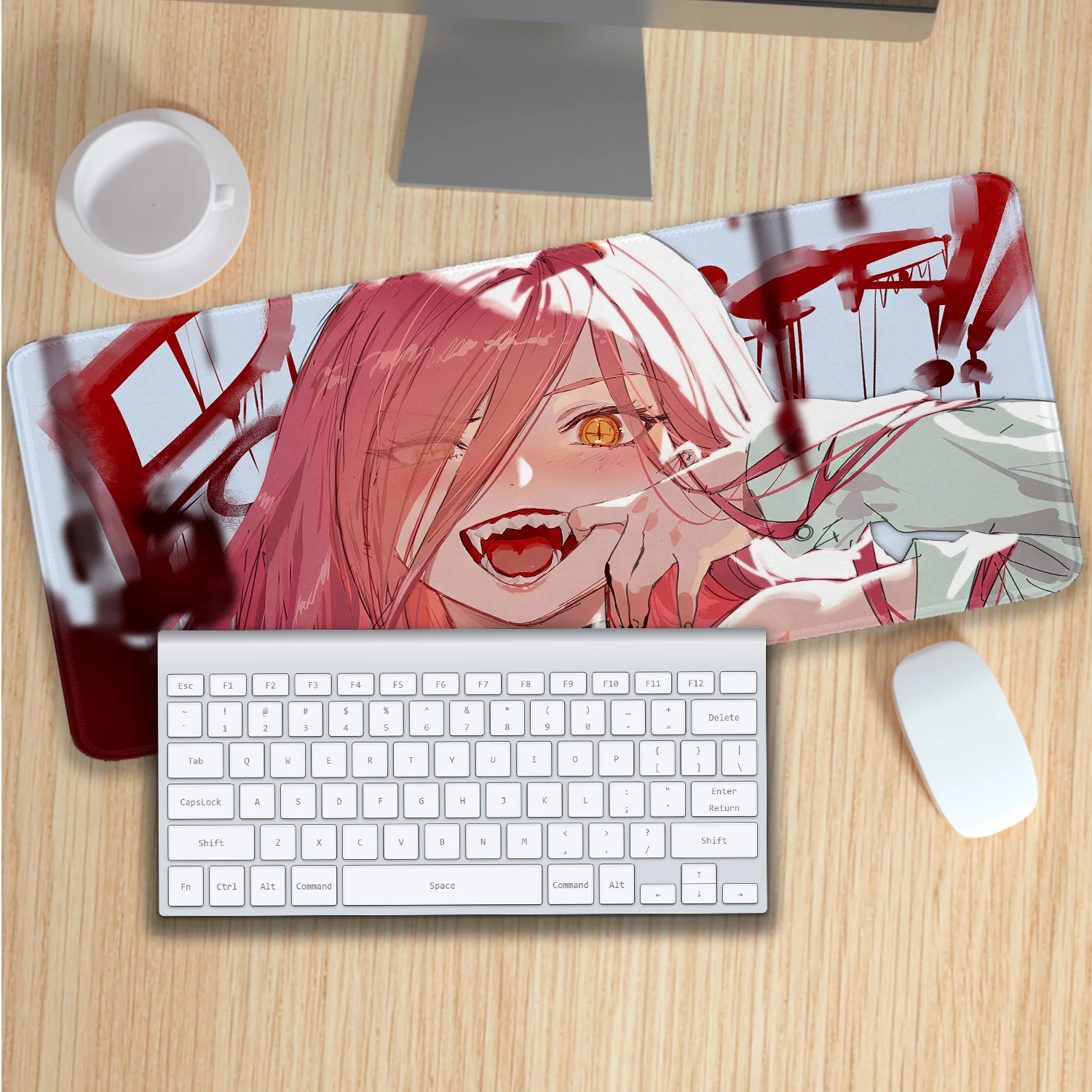 Anime Girl Mouse Pad Chainsaw Man Power Gaming Mouse Pad Large Keyboard Pad Kwaii Cute Game Mousepad Office Desk Mat