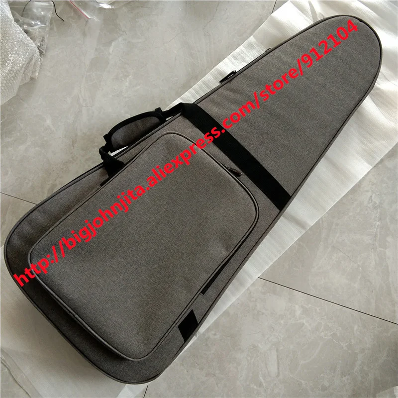 Gray Guitar Bag,Fit for Headless Electric Guitar , Backpack Double Straps Bag, BJ-547