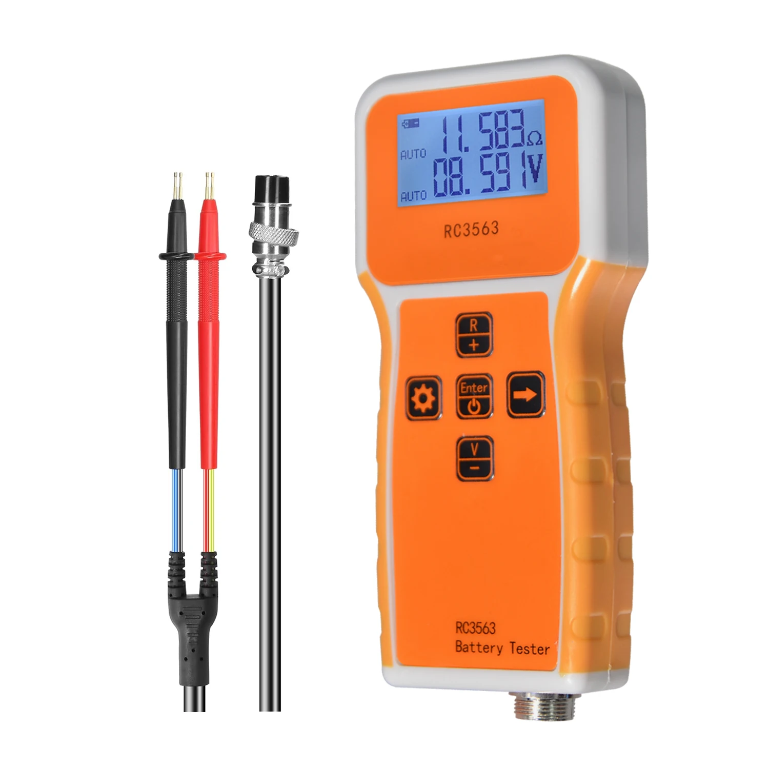 Battery Resistance Tester Internal 0-200Ω 0-100V Kelvin 4 Wire Clip Rechargeable for 18650 LiFePO4 Lead Acid Battery QC