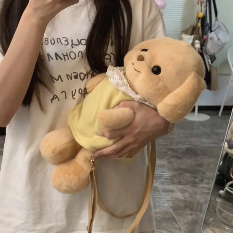 Miniso-Mochila Boneca De Pelúcia, Boneca Poodle Super Bonito, Brinquedo Filhote Amarelo, Presente de aniversário para o amigo