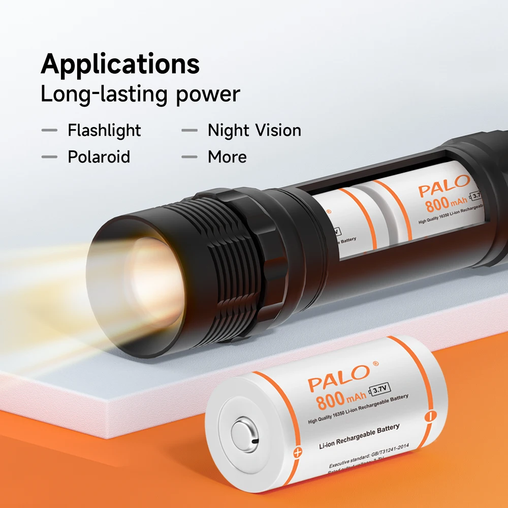 PALO 16340 16350 bateria 800mAh 3.7V akumulator litowo-jonowy CR123A RCR 123 ICR dla Arlo kamera ochrony L70 LED latarka