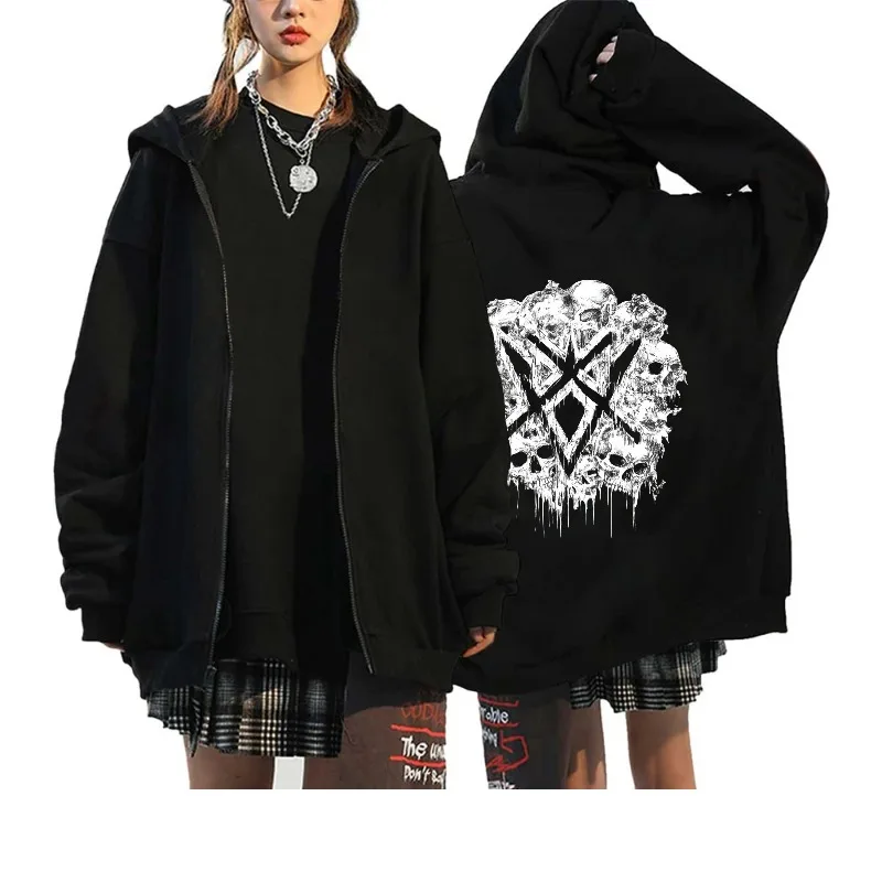 

Мужская куртка с капюшоном, черная повседневная уличная одежда с принтом креста и черепом для моды в стиле хип-хоп на открытом воздухе