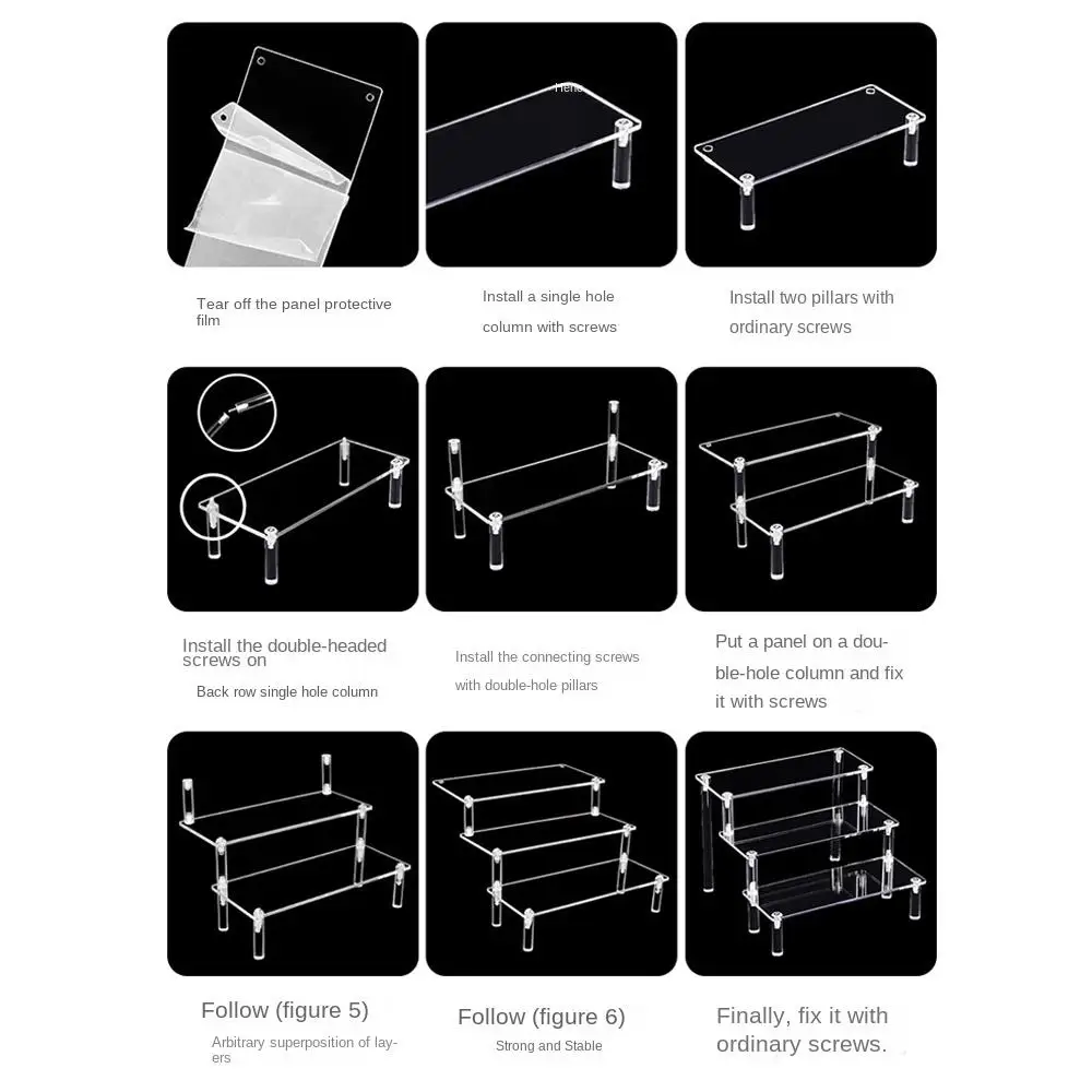 1-3 Tier Display Risers Stand Durable Multipurpose Iridescent Clear Display Rack Acrylic Storage Rack Figures Collectibles