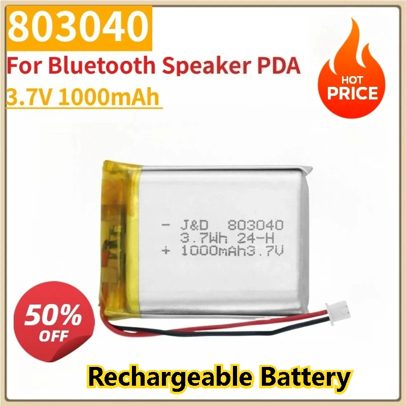 

New Lipo Camera Battery Replacement Lithium Li-Po Polymer 803040 3.7V 1000mAh For Bluetooth Speaker PDA