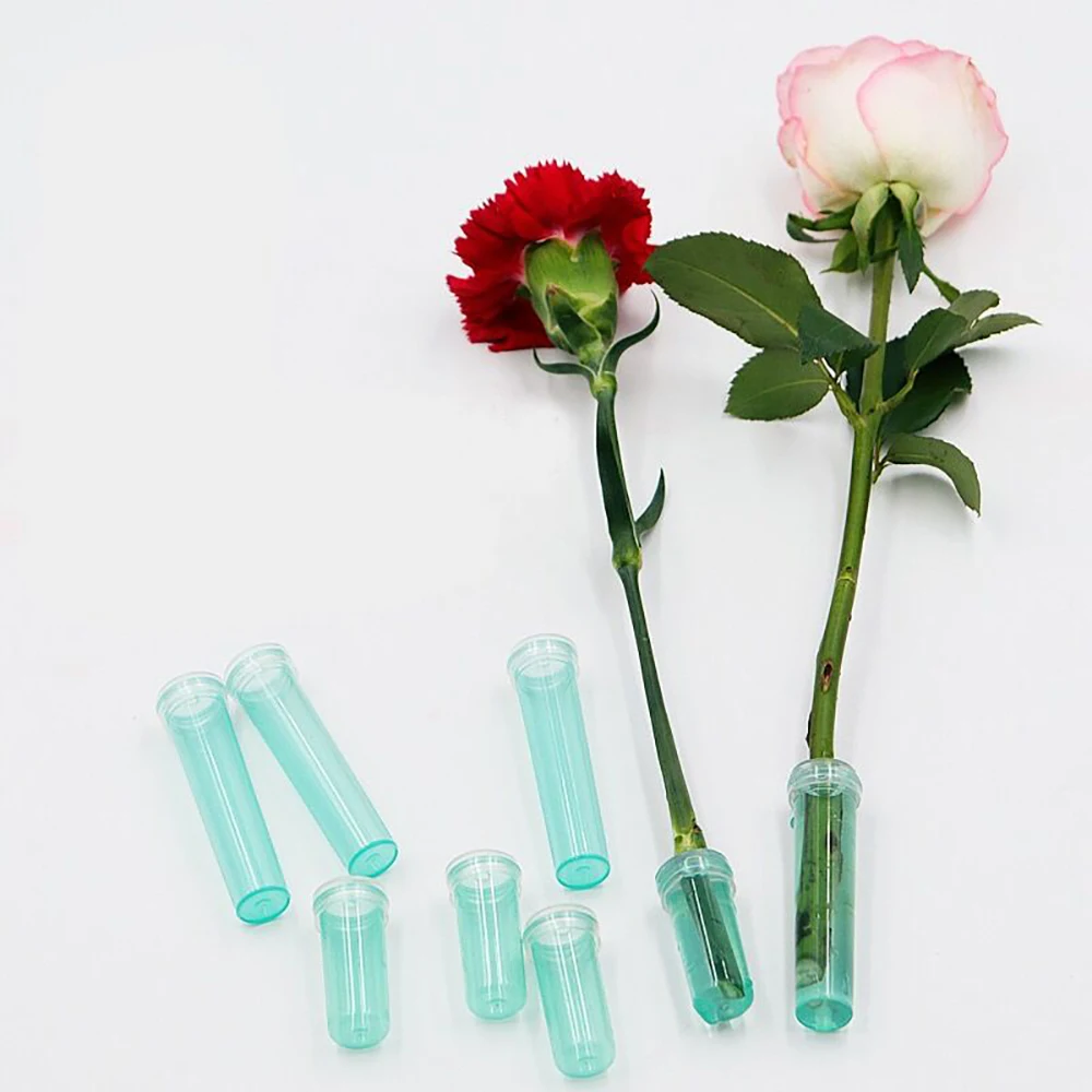 50 Pcs Fresh Flower Fresh-keeping Tube 4.2cm/7.3cm Plastic Plant Nutrition Tube Water Storage Container Floral Packing Supplies