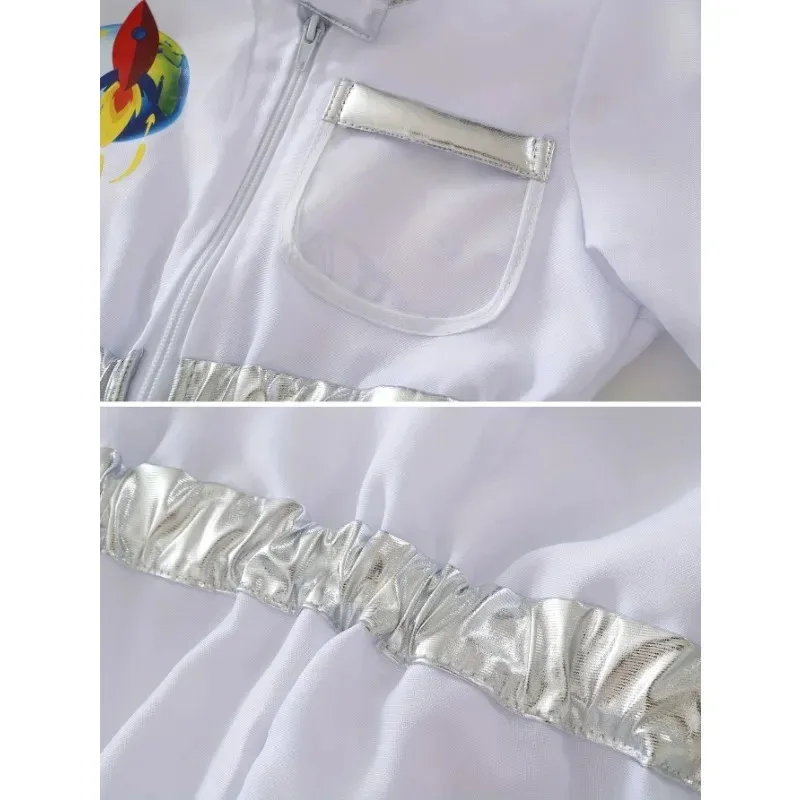 زي رائد فضاء للأطفال، بدلة فضاء أمريكية، للجنسين للأولاد والبنات، زي لعب الأدوار من قطعة واحدة مع خوذة وقفازات