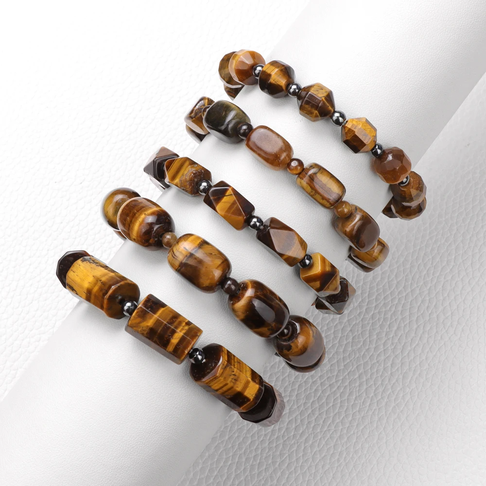 Genuine Natural Stone Tiger Eye Bracelets For Men Women High Quality Tibetan Buddha Cylinder Square Beads Bangles Prayer Jewelry