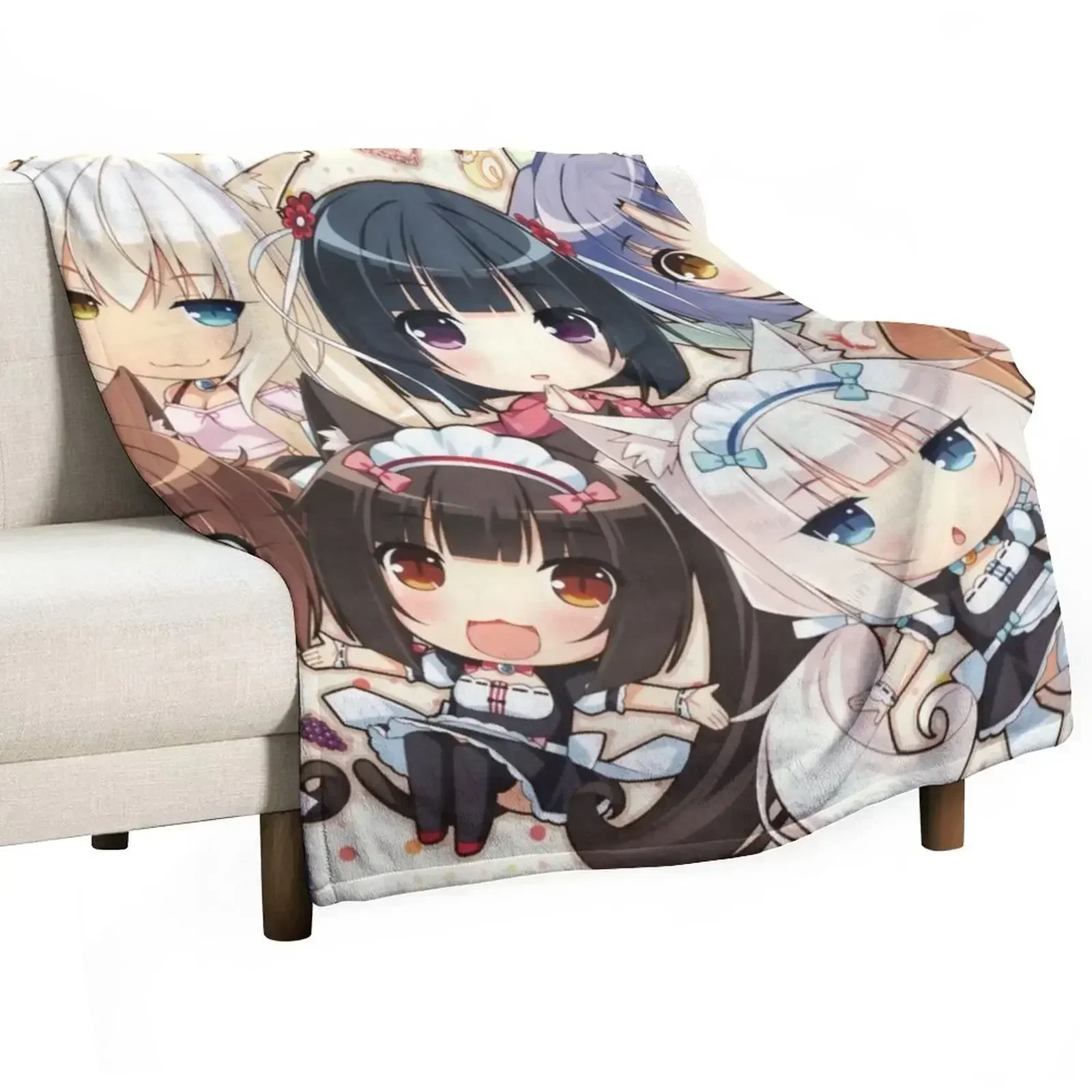 Nekopara 2 Throw Blanket Soft Plush Plaid Thin For Baby Blankets