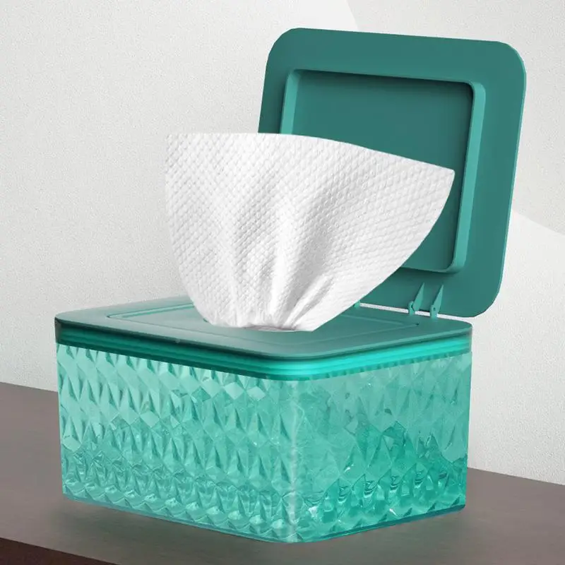 Portable Plastic Wet Wipes Box with Lid Car Bathroom Desktop Multi-Functional Storage Organizer Simple Style 3D Stereo Decora...