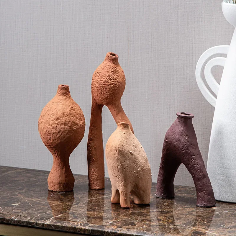 

TingKe-Creative Imitation Ceramic Vase, Abstract Shape, Modern, Minimalist, Home Decoration, Morandi Color, Ornaments
