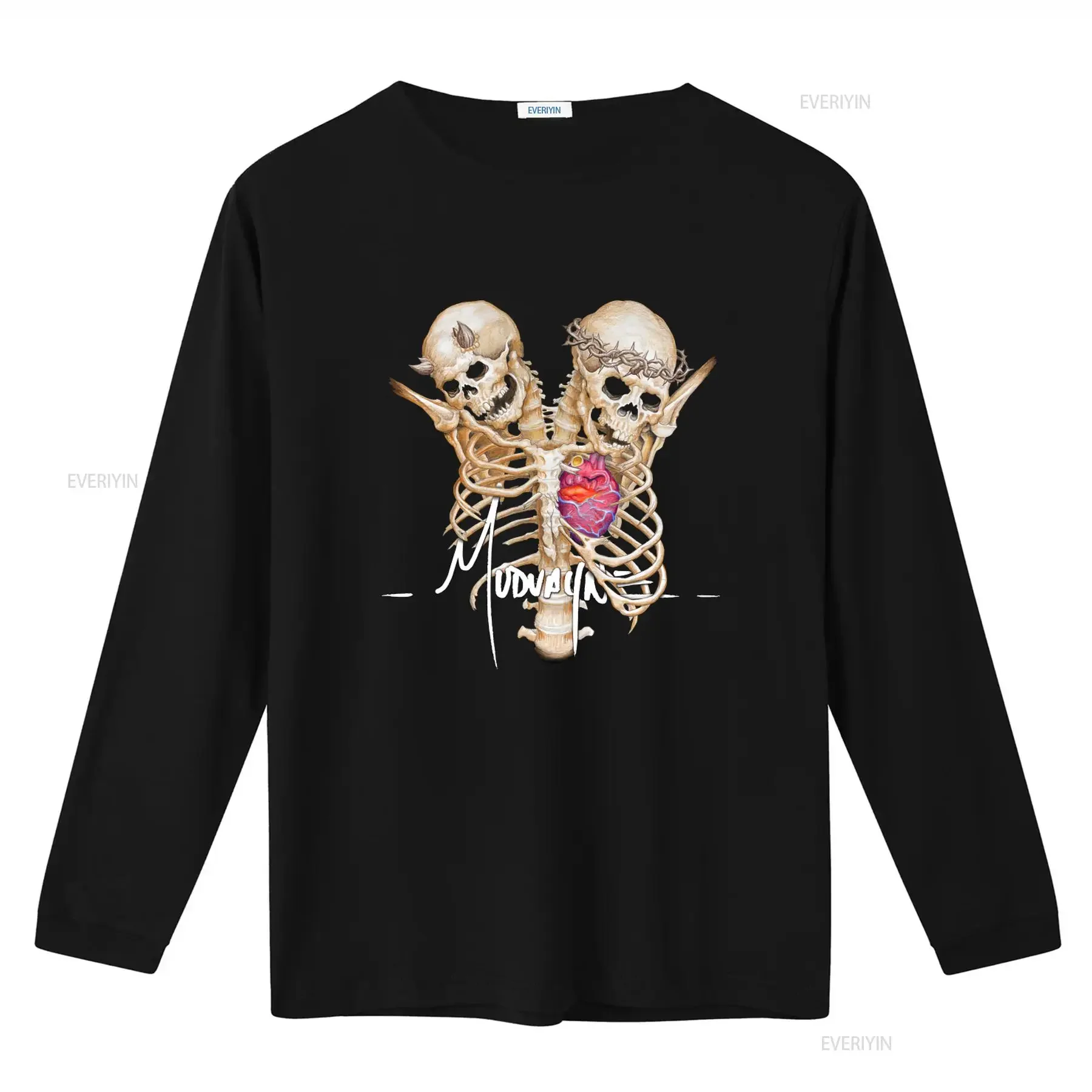Vintage Style Mudvayne Skull Logo T Shirt Unique Gothic Design with Heart Print for Fashion Forward Individuals vintage Washed